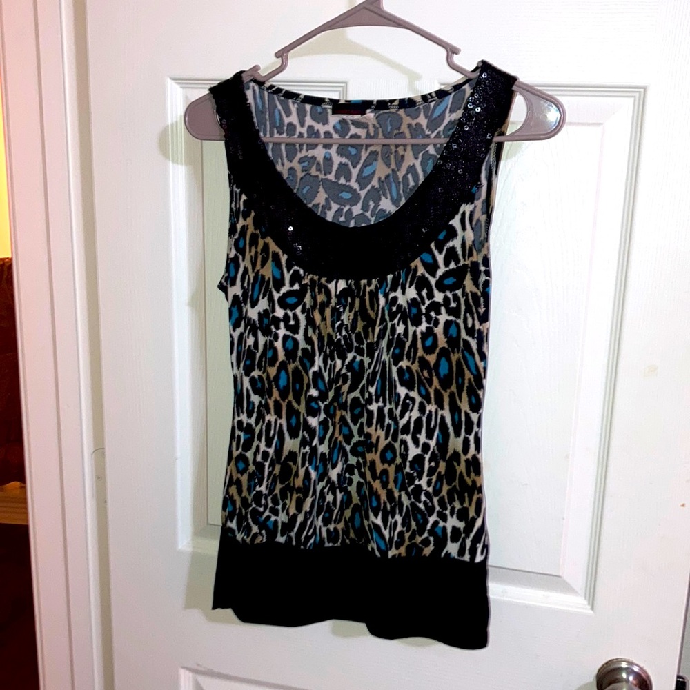 Leopard Print top with black sequins